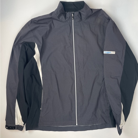 FootJoy Men's HydroLite ZIP Golf Rain Jacket WATERPROOF CHARCOAL HOUNDSTOOTH XL - Picture 2 of 16